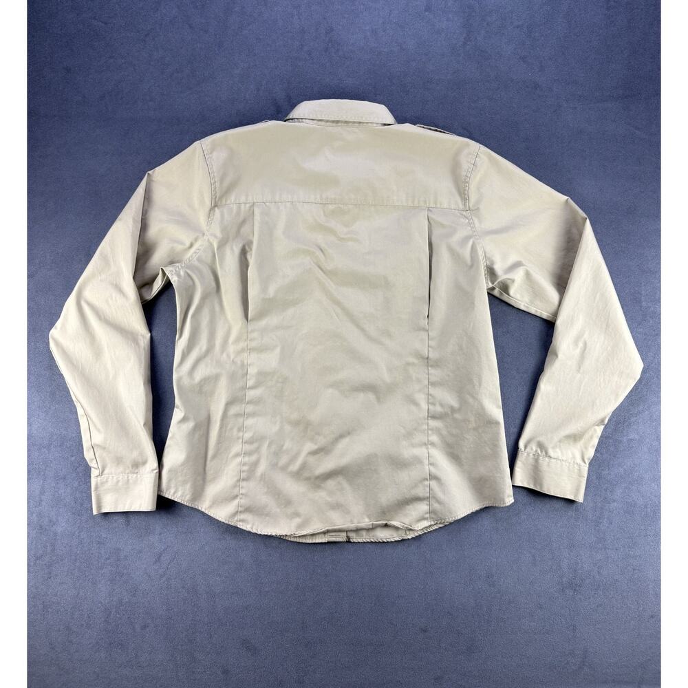 LL Bean Shirt Womens XL Khaki Button Front Epaulet Utility Safari Field VTG - Picture 8 of 8
